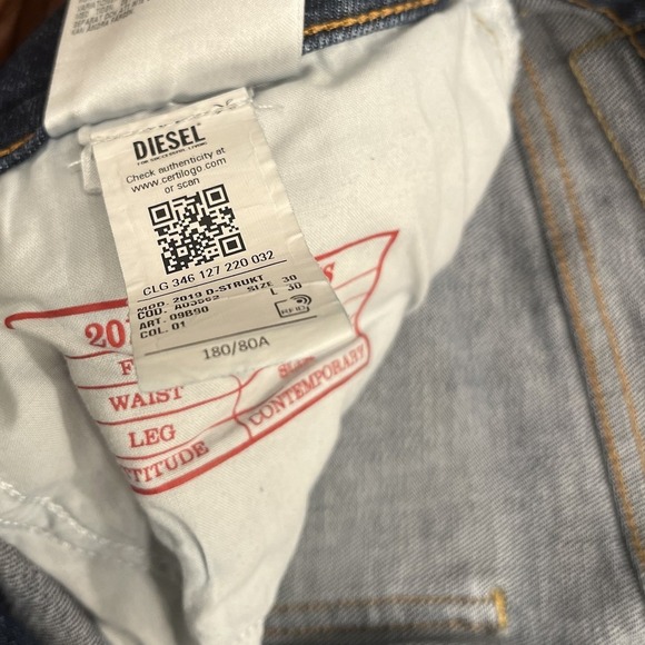 Diesel Mens Jeans Slim Skinny 30 X 30 Light Wash Blue Stretch 2019 D-Strukt - Picture 10 of 11